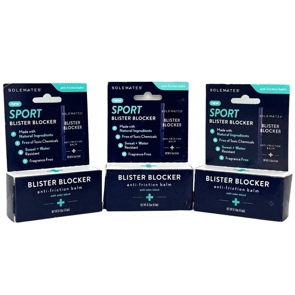 Solemates Sport Blister Blocker Anti-Friction Balm Fragrance-Free 0.15 oz 3-Pack